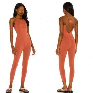 NWOT Free People Movement Side To Side Performance Jumpsuit Rust/Burnt Orange XS